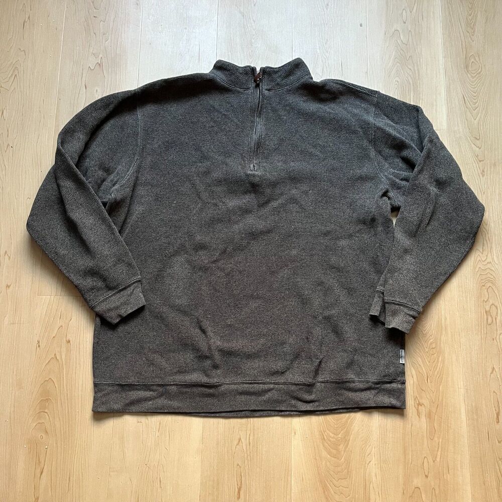 Woolrich Men's XL Brown Quarter Zip Front Sweater Pullover Sweater